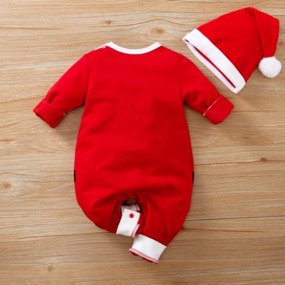 Girl girls boy boys baby jumpsuit hat Christmas Holidays Santa red white set new - Picture 2 of 5